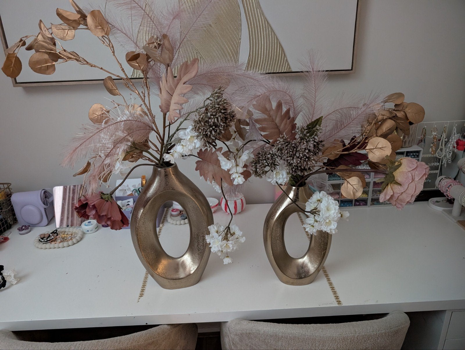 Mooie Richmond vazen met zijden bloemen, Huis en Inrichting, Woonaccessoires | Vazen, Overige materialen, Overige kleuren, 50 tot 75 cm