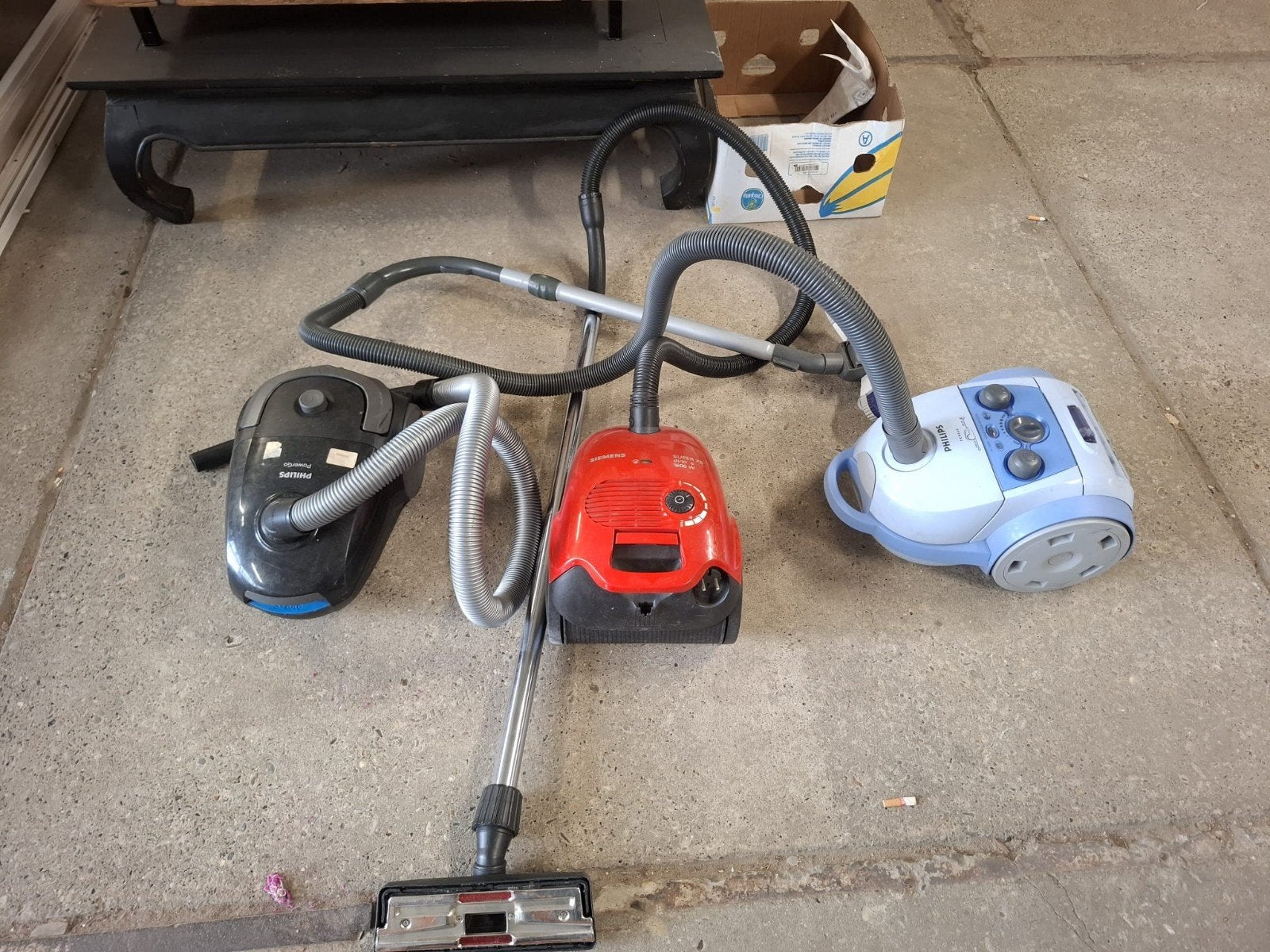 3 Stofzuigers in één koop - Philips en Siemens, Witgoed en Apparatuur, Stofzuigers, Gebruikt, Philips, 1600 tot 2000 watt, Geschikt voor harde vloeren