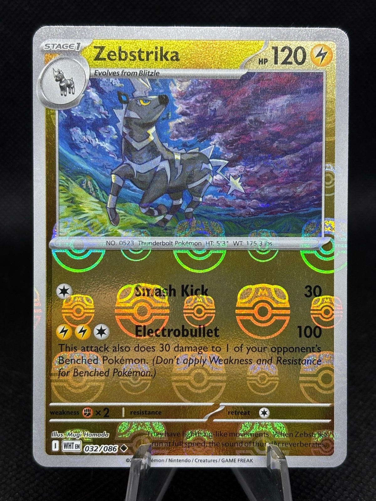 Pokemon Zebstrika [Master Ball] #32 Pokemon White Flare., Hobby en Vrije tijd, Verzenden, Zo goed als nieuw, Losse kaart, Foil