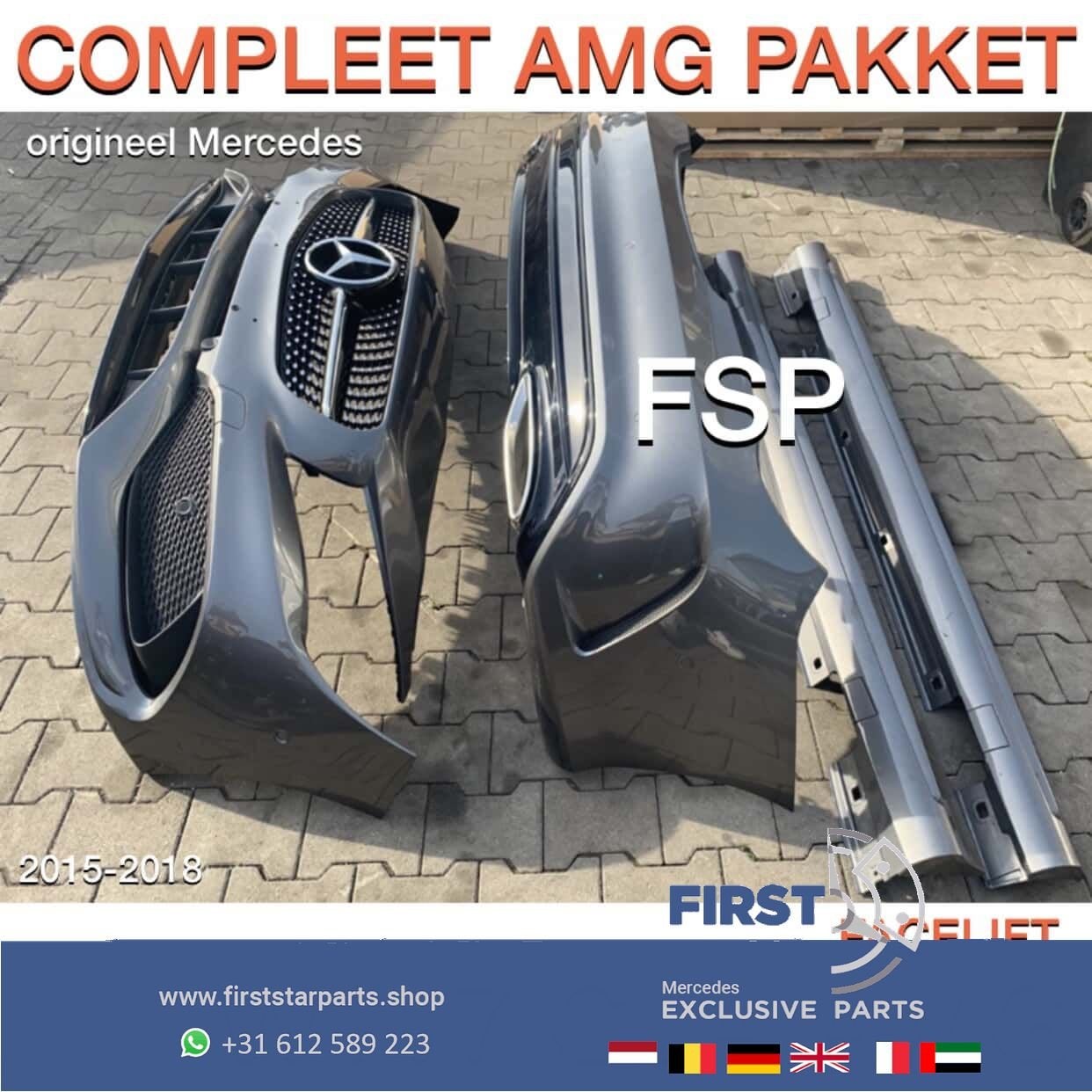 W117 CLA FACELIFT AMG PAKKET 787 BERG GRIJS BUMPER SET + ZIJ, Gebruikt, -, Ophalen of Verzenden, Bumper