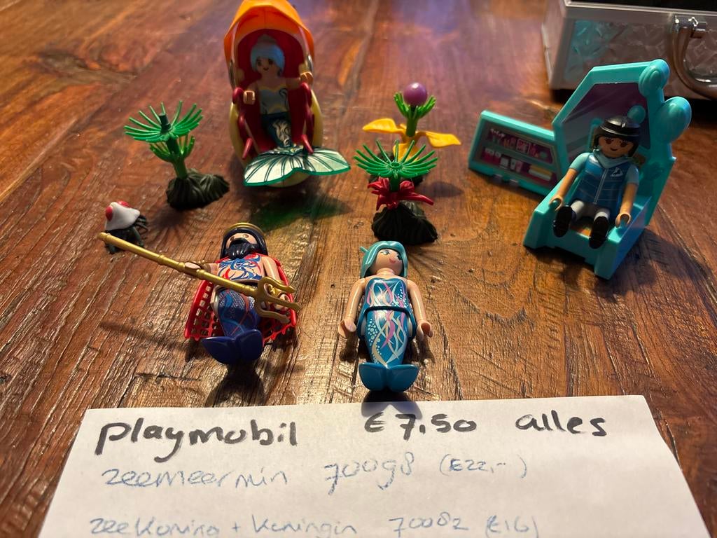Playmobil Zeemeermin, Zeekoning en Koningin, Poppetje en Tro, Ophalen of Verzenden, Zo goed als nieuw