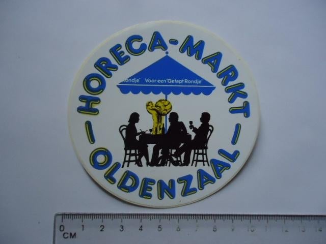sticker oud Oldenzaal Horeca markt cafe bar retro, Verzenden, Zo goed als nieuw, Bedrijf of Vereniging