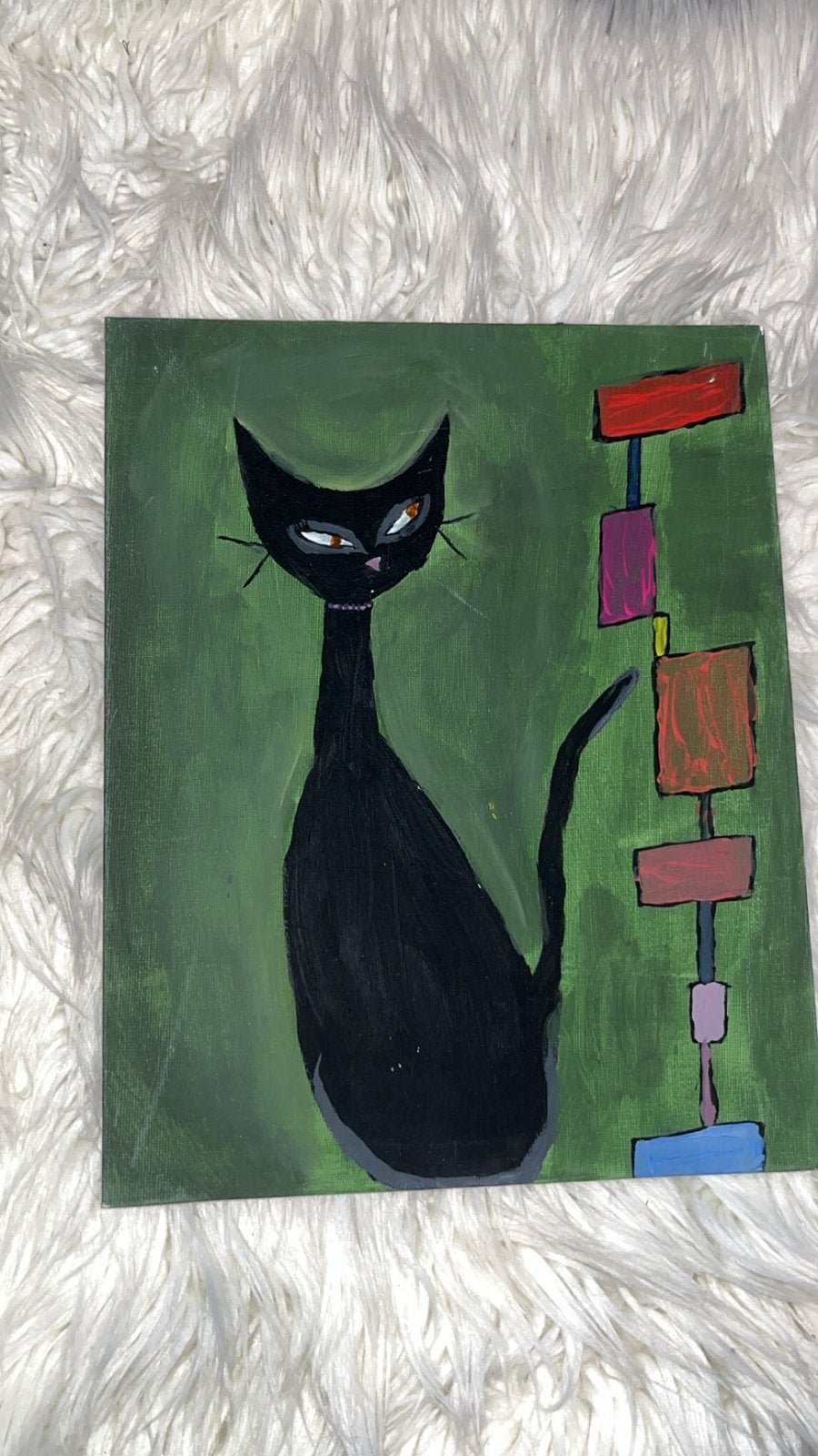 Zwarte kat, Antiek en Kunst, Ophalen of Verzenden, Hout, Verlicht, Abstract