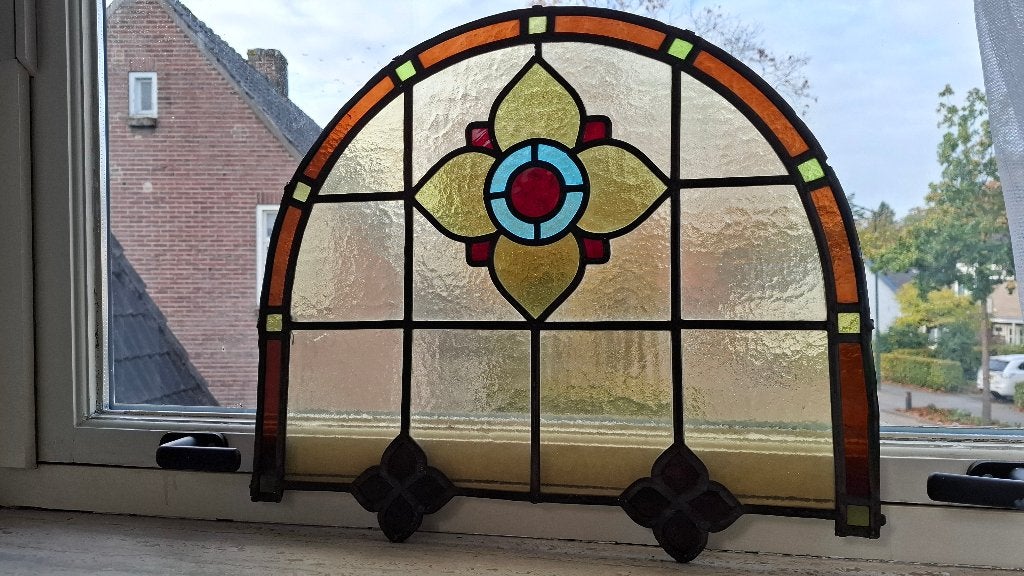Glas in lood  2 verschillende panelen, Ophalen, Gebruikt, Minder dan 80 cm, Glasplaat