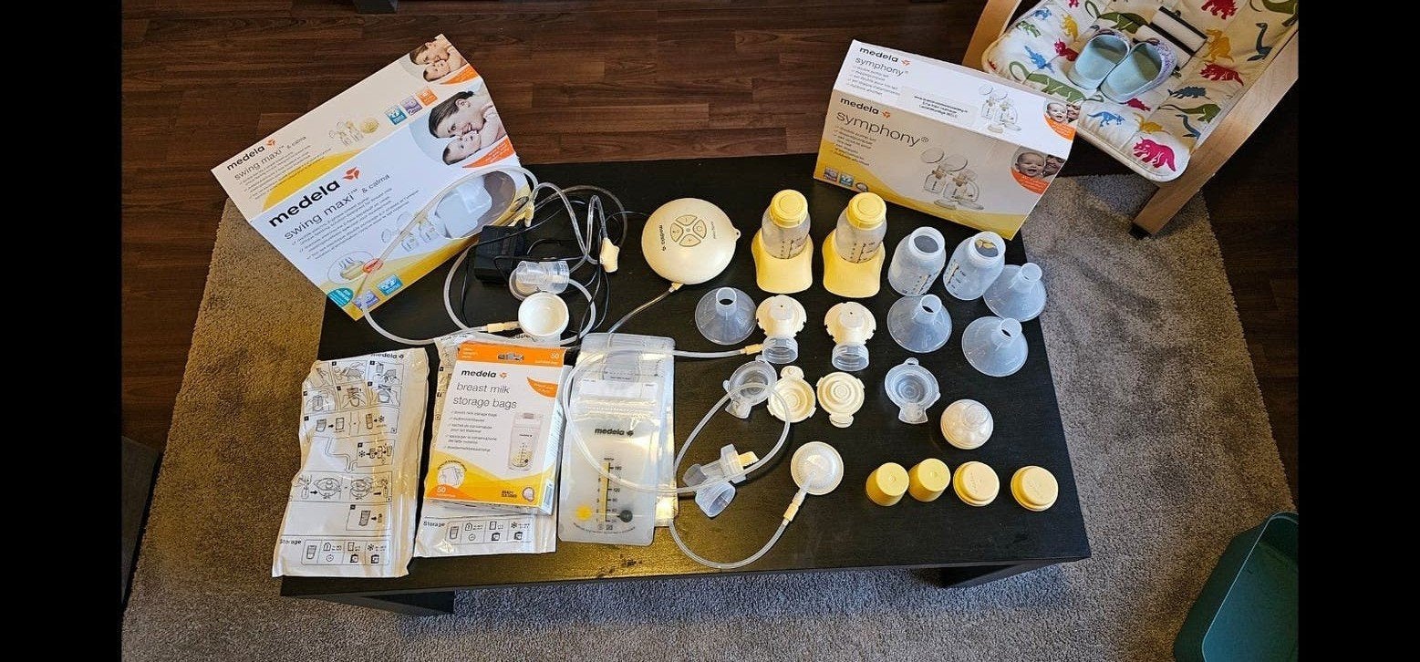 Medela Borstkolf Set: Swing Maxi & Symphony met accessoires, Kinderen en Baby's, Babyvoeding en Toebehoren, Ophalen, Zo goed als nieuw