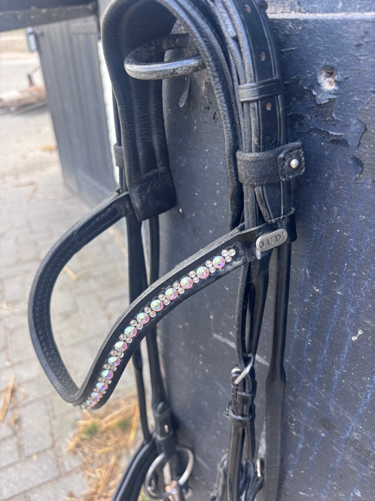 Passier rond genaaid hoofdstel met judi swarovski frontriem, Dieren en Toebehoren, Overige disciplines, Ophalen of Verzenden, Zo goed als nieuw