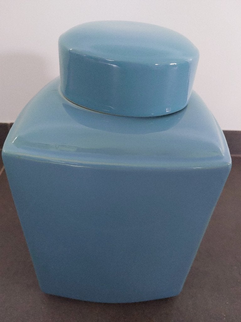 Mooie sierpot siervaas blauw turqoise, Blauw, Aardewerk of Porselein, Ophalen of Verzenden, Zo goed als nieuw