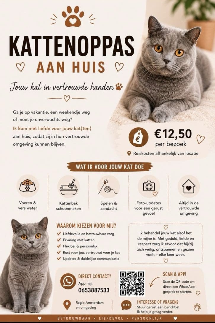 Kattenoppas aan huis Amsterdam, Particuliere oppas