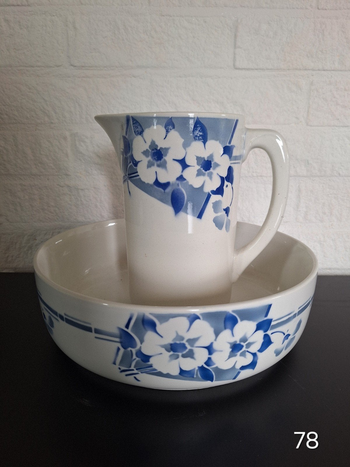 Antiek lampetstel St. Amand Zwaan - Blauw/Wit, Antiek en Kunst, Ophalen