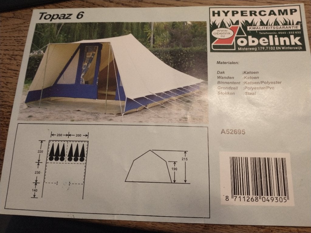 Obelink tent 6 pers., Caravans en Kamperen, Tenten, Ophalen, Gebruikt, Tot en met 6