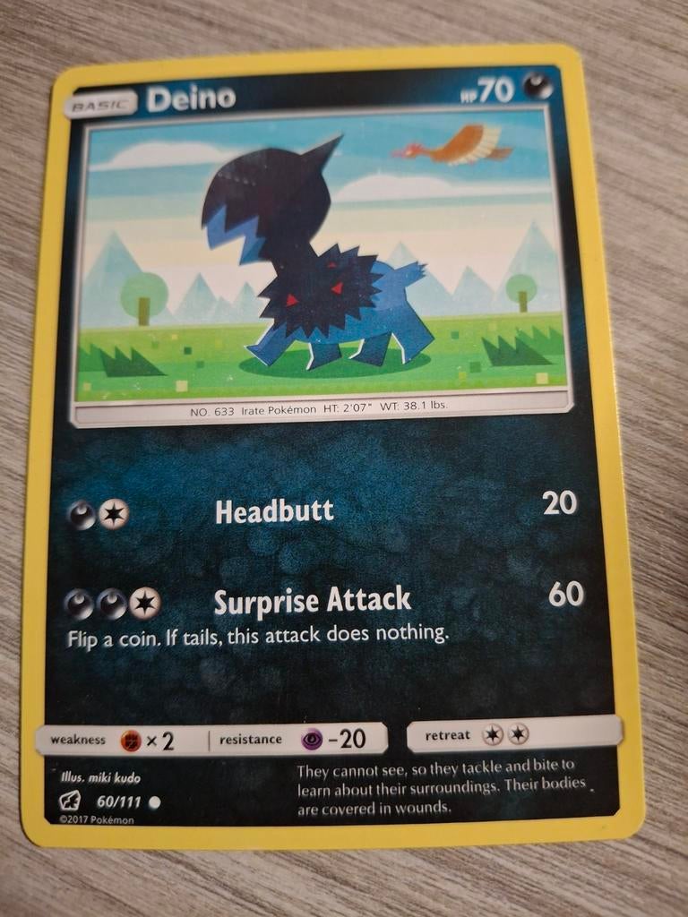 Pokémon Kaart Deino 60/111 - Zeldzaam en in goede staat, Ophalen of Verzenden, Zo goed als nieuw, Losse kaart