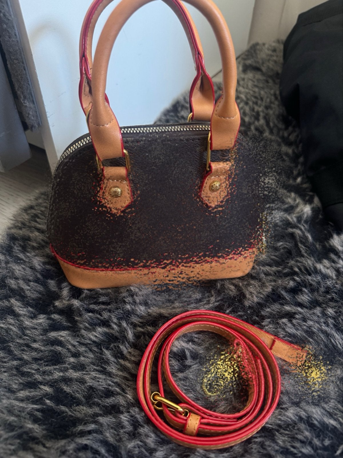 Stijlvolle mini handtas met schouderband, Ophalen of Verzenden, Gebruikt, Bruin, Handtas