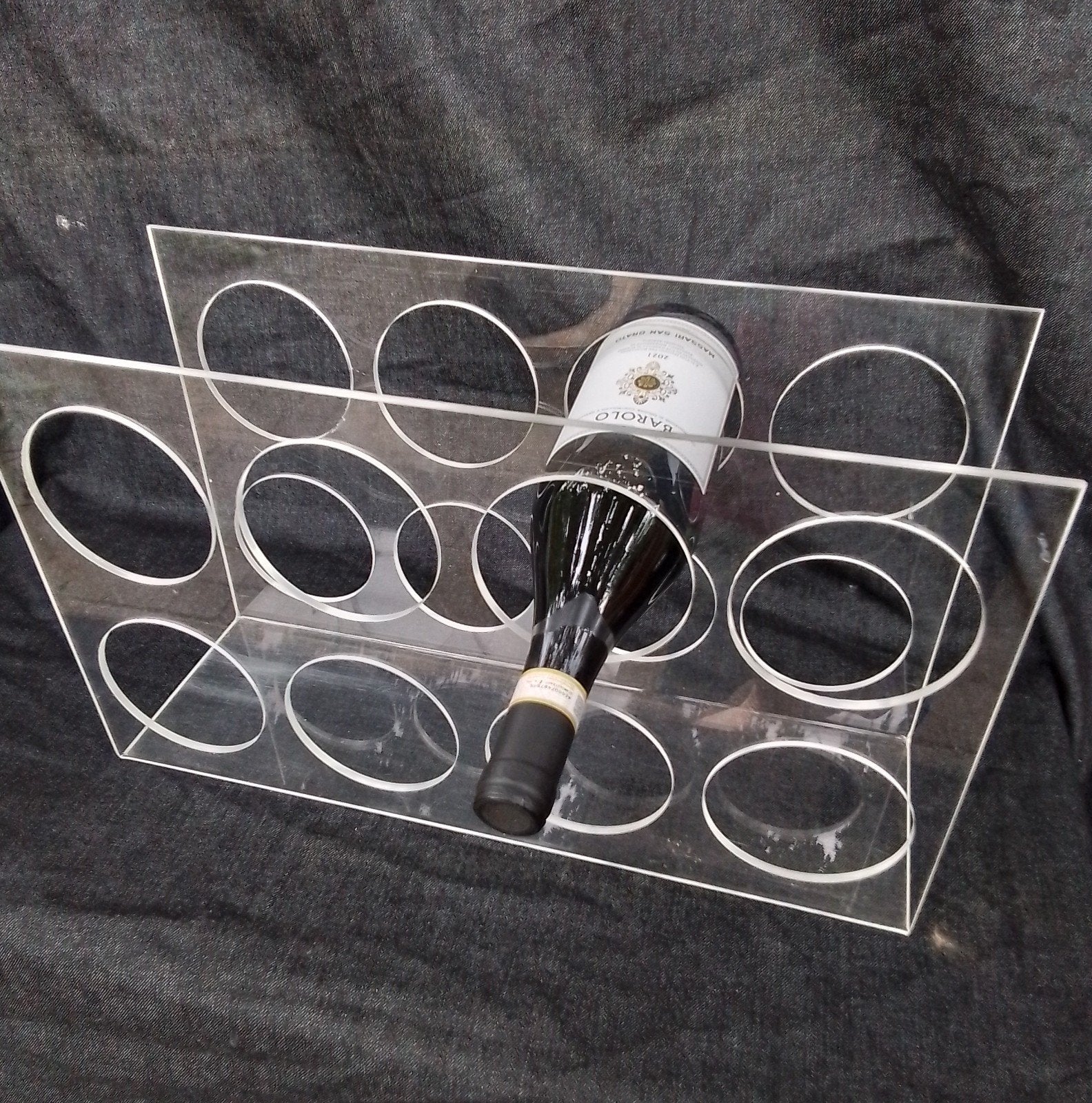 Vintage Plexiglas Wijnrek - Keurige Staat, Verzenden, Gebruikt, Kunststof, 5 tot 15 flessen