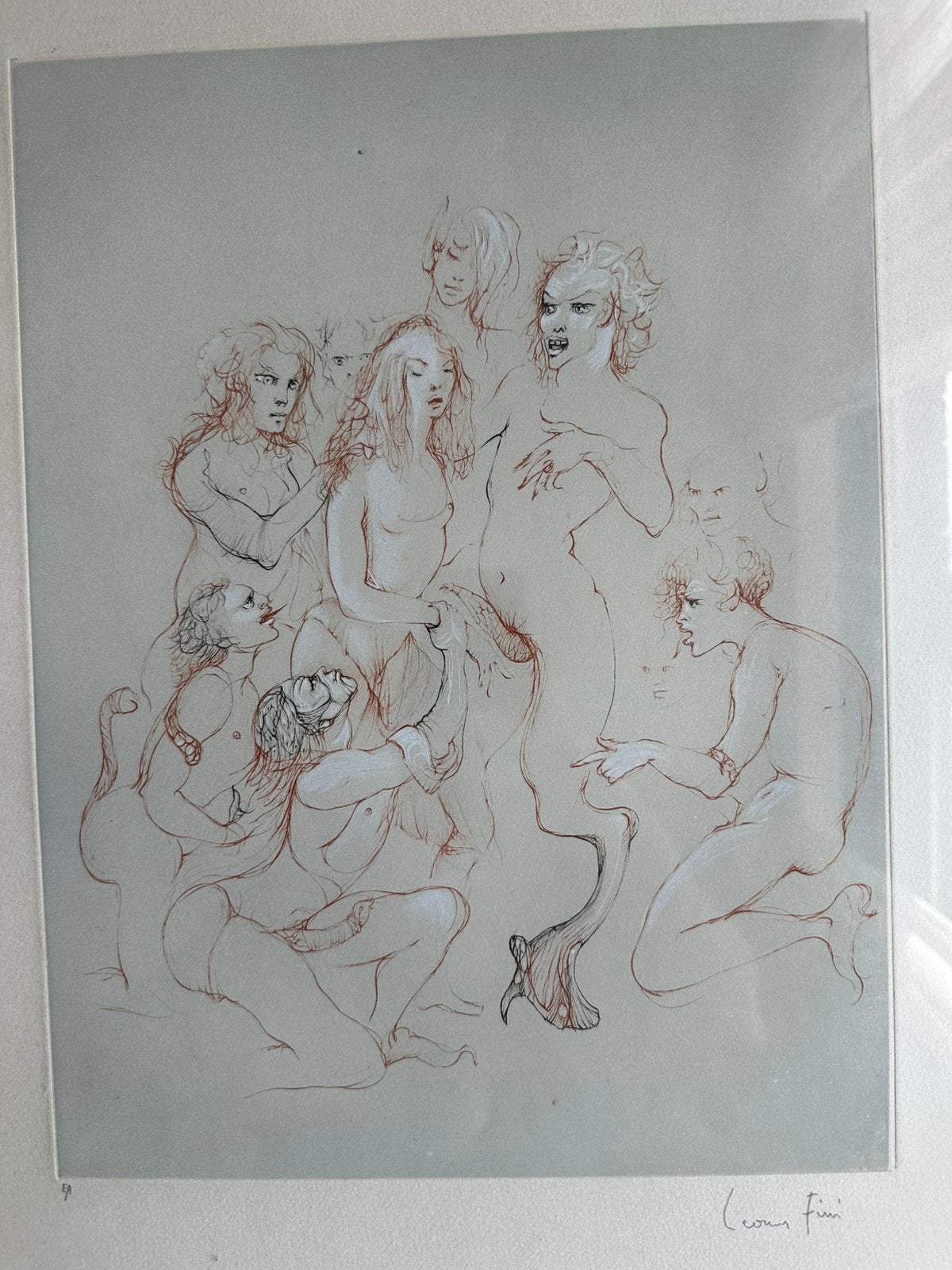 Leonor Fini Ets "La gamme d'amour" - E.A. Gesigneerd + Lijst, Ophalen of Verzenden
