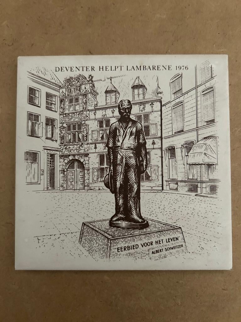 Tegeltje Deventer helpt lambarene 1976, Antiek en Kunst, Ophalen