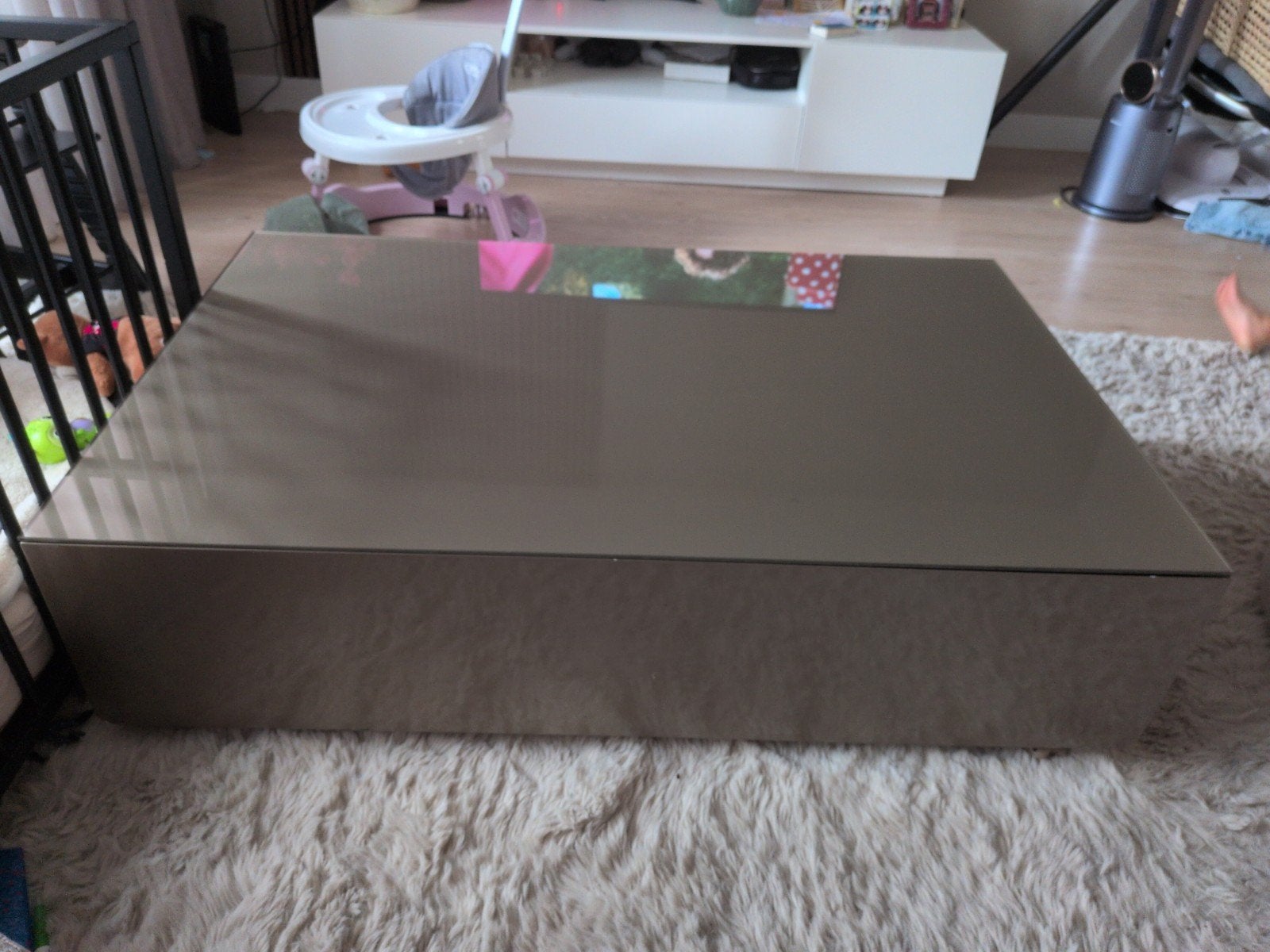 Bloktafel met lade en glasplaat - 130x80 cm, Ophalen of Verzenden