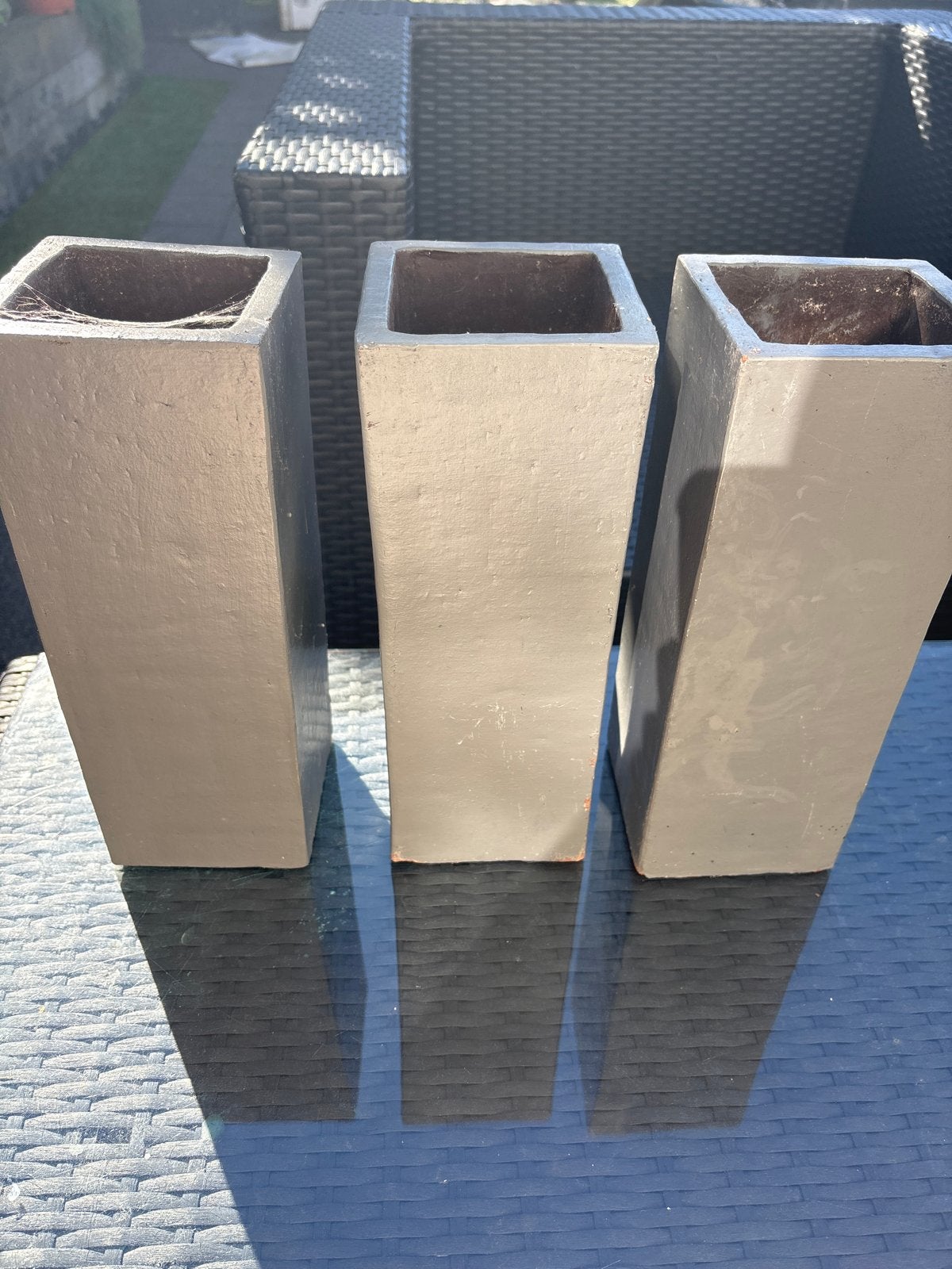 Set van 3 hoge, vierkante plantenbakken, Gebruikt, Minder dan 60 cm, Vierkant, Ophalen of Verzenden