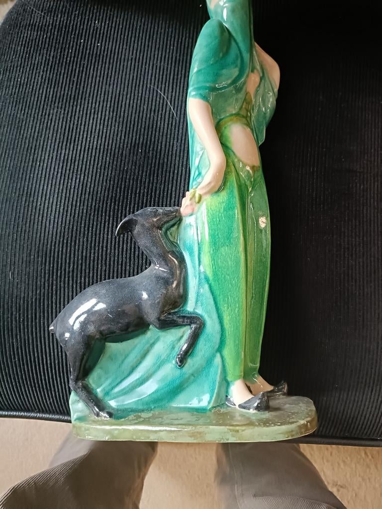 Geneviève Granger Art deco beeld keramiek gesigneerd., Ophalen of Verzenden