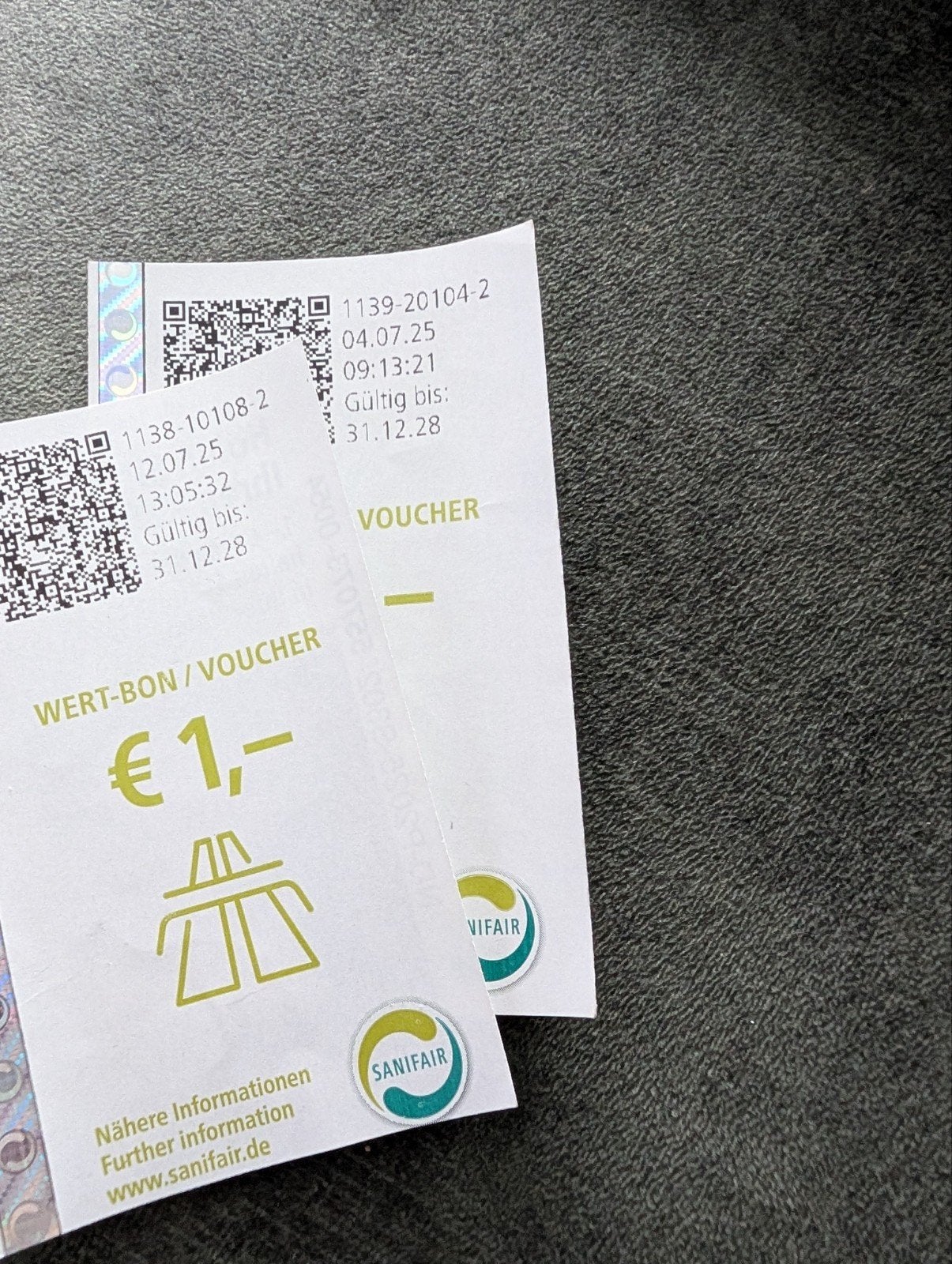 Voucher sanifair duitsland 2 stuks, Tickets en Kaartjes