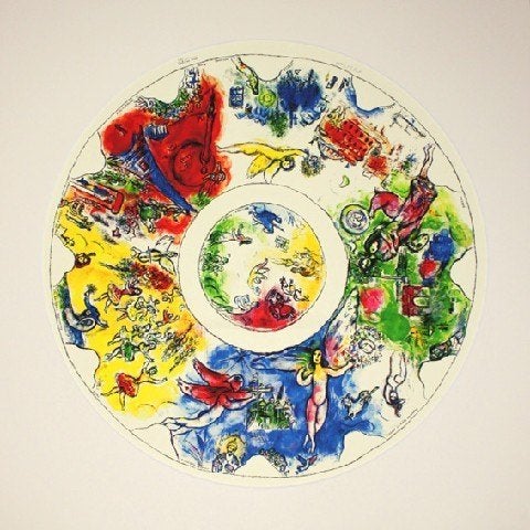 Marc Chagall(1887) Kleur Lithografie"  Paris Opera " Gen Gel, Antiek en Kunst, Kunst | Litho's en Zeefdrukken, Gesigneerd in de plaat
