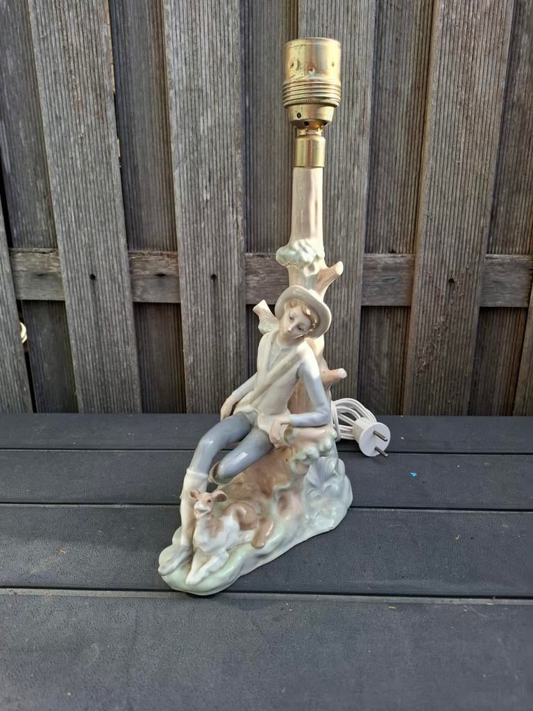 LLADRO herderjongen tafel lamp porselein punt gaaf, Ophalen of Verzenden