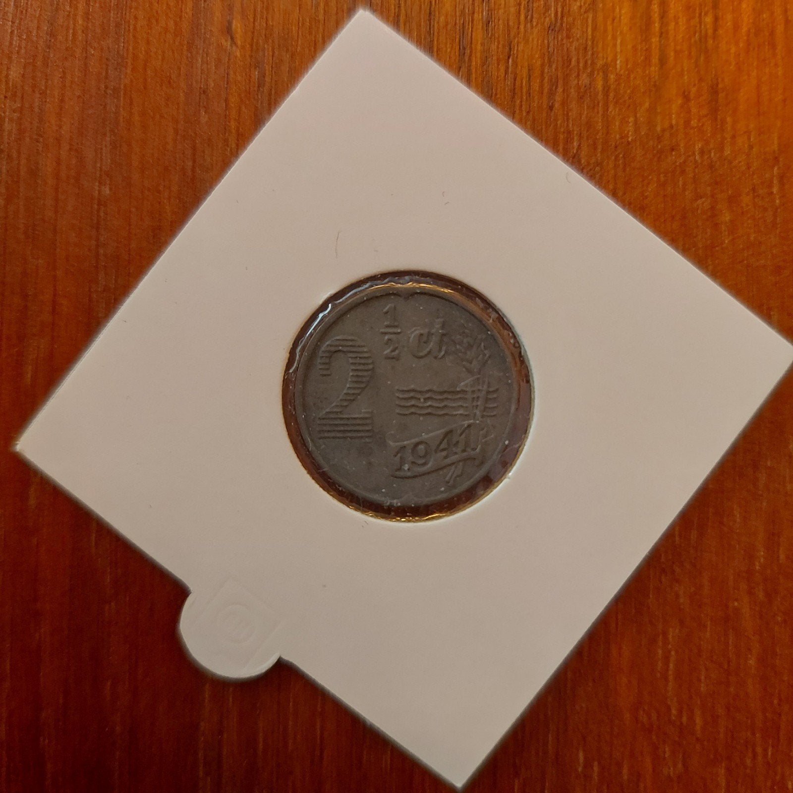 Originele Nederlandse 2½ cent zinken munt 1941 – WOII, Ophalen of Verzenden, Koningin Wilhelmina, Overige waardes, Losse munt