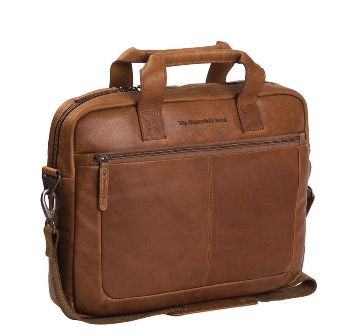 Gloednieuwe Chesterfield Brand Calvi- leren laptoptas, Bruin, 15 inch, Nieuw, Aktetas