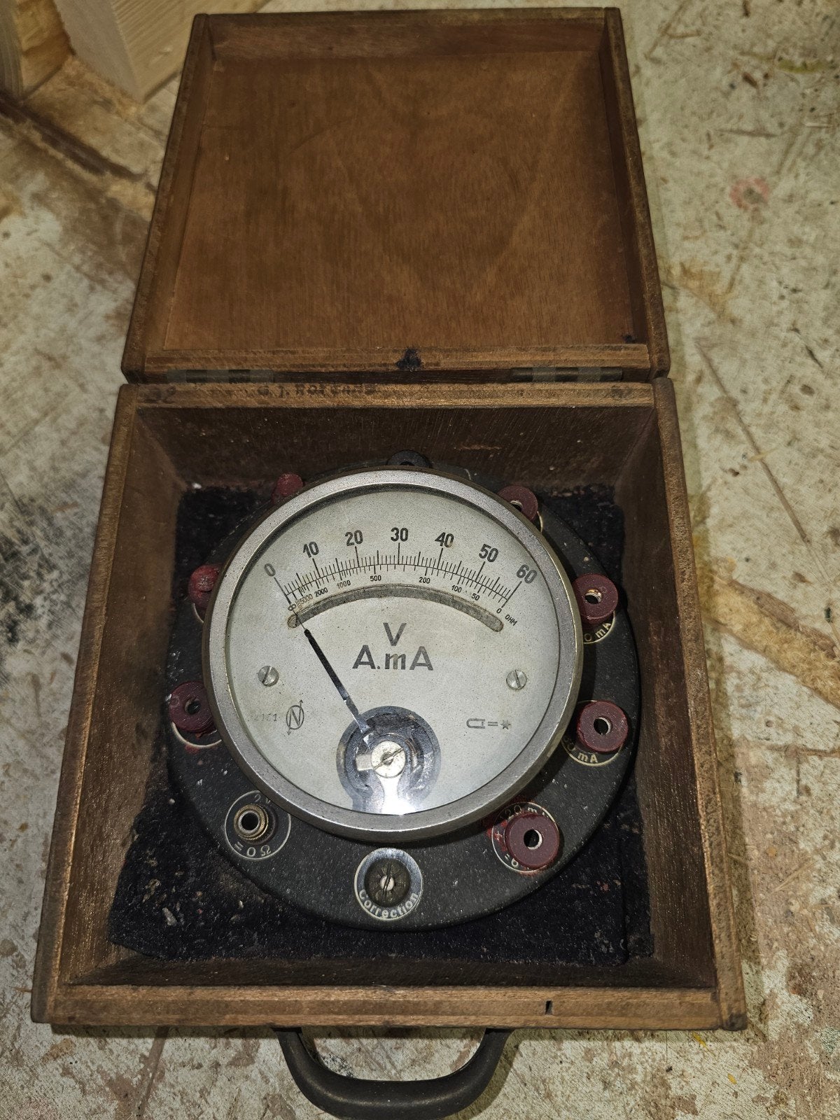 Antieke Voltmeter Amperemeter in Houten Kist, Ophalen of Verzenden
