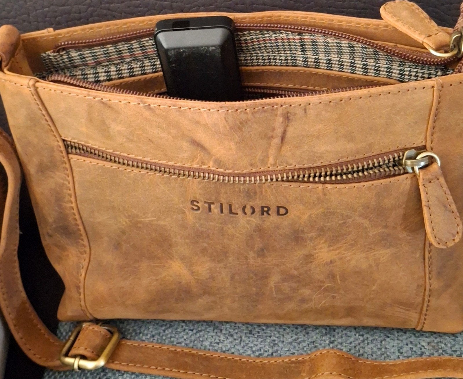 Stilord Leren Schoudertas Vintage Bruin helemaal nieuw., Ophalen of Verzenden, Nieuw, Bruin, Schoudertasje