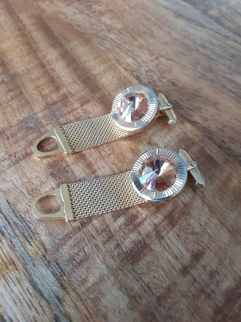 Set vintage goud vergulde manchetknopen, Ophalen of Verzenden, Goud, Manchetknopen, Verguld