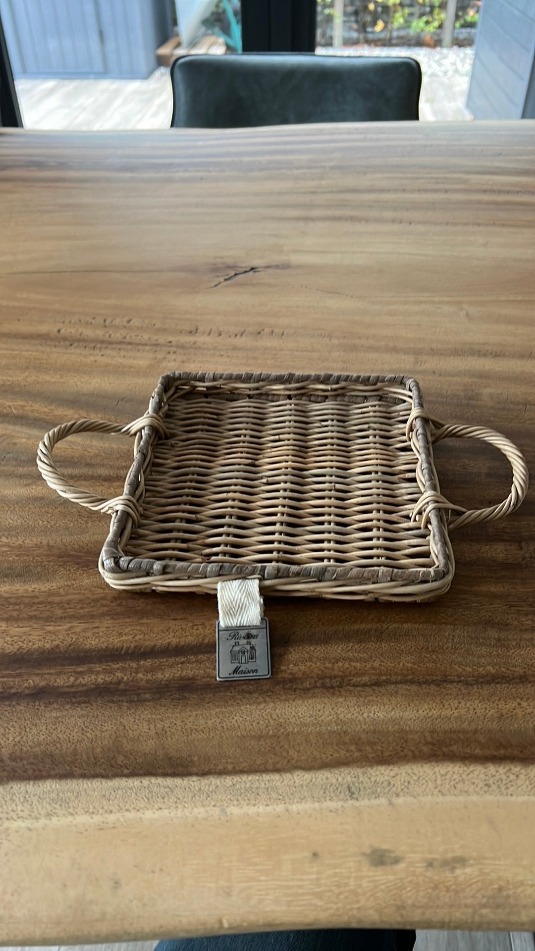 Riviera Maison, klein Rattan dienblaadje onderzetter, Huis en Inrichting, Woonaccessoires | Dienbladen, Natuurlijk materiaal, Vierkant