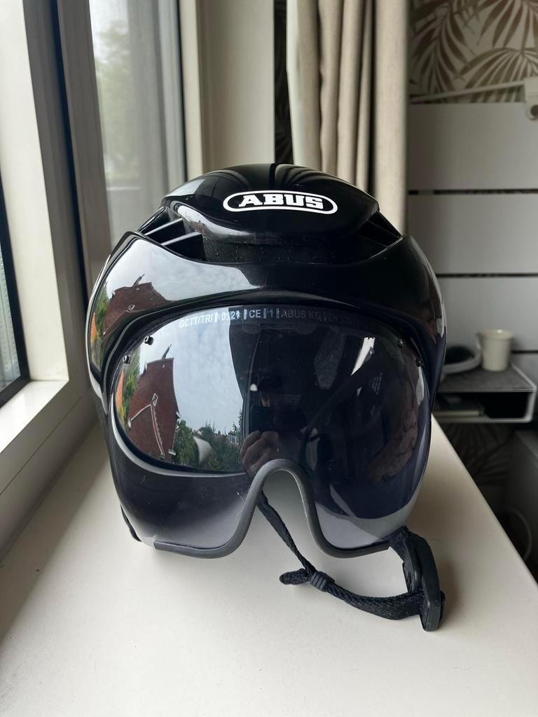 ABUS Gamechanger TT tijdrithelm zwart met Vizier - 52-58 cm, Gebruikt, M, Ophalen of Verzenden, Abus