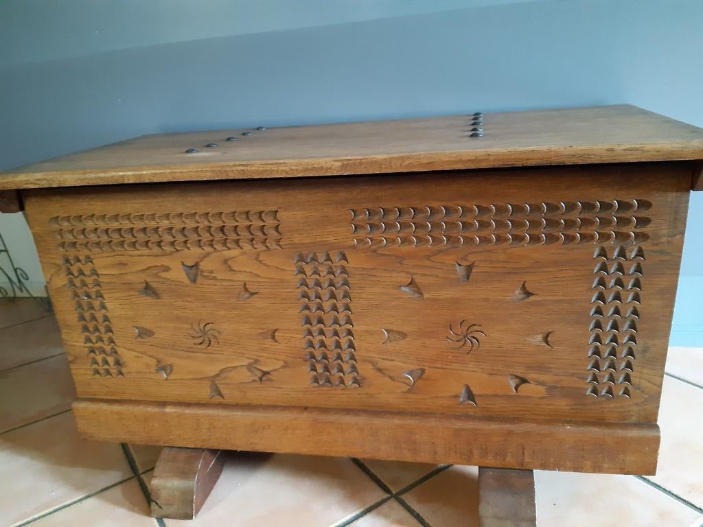 Eiken dekenkist  ., Ophalen, Gebruikt, 50 tot 100 cm, Minder dan 50 cm