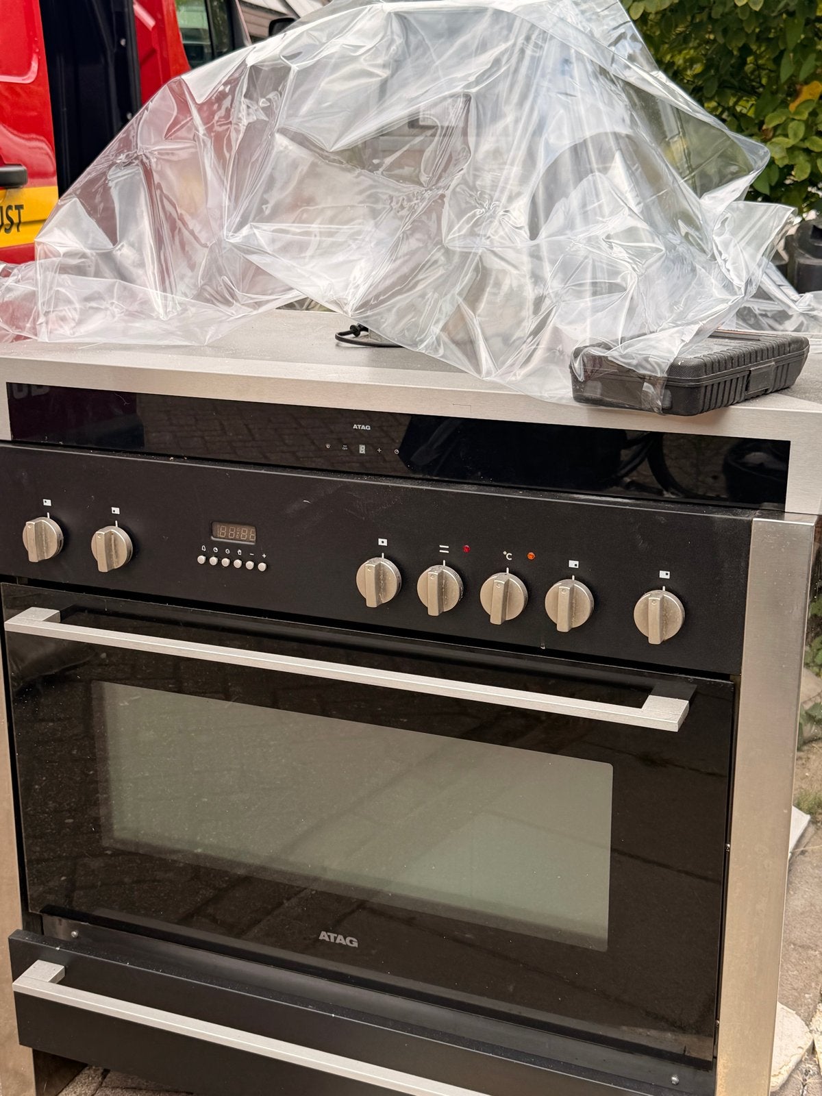 ATAG gasfornuis met oven en afzuigkap, Ophalen, Gebruikt, 60 cm of meer, 4 kookzones