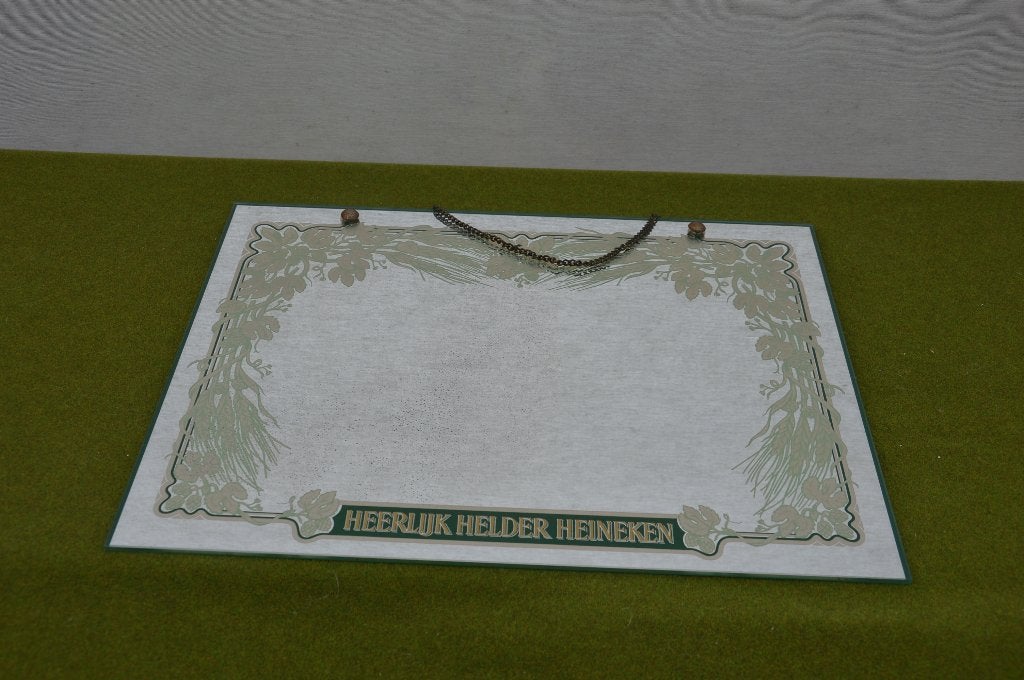 Vintage Heineken reclame spiegel: Heerlijk helder Heineken, Verzamelen, Ophalen of Verzenden, Gebruikt, Reclamebord, Plaat of Schild