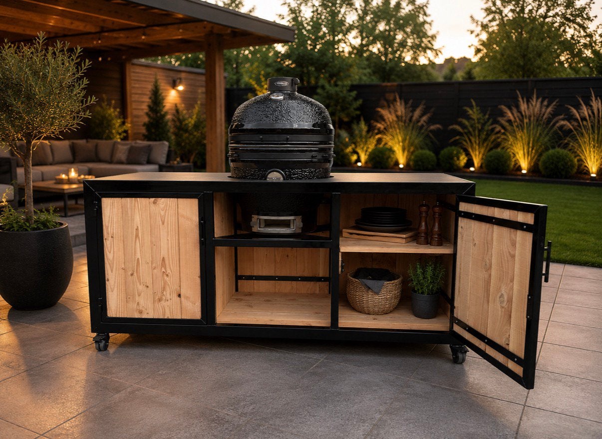 Luxe Buitenkeuken XL | Geschikt voor 22 Inch Kamado, Tuin en Terras, Buitenkeukens, Ophalen, Info@123barren.nl, Houtskool, Nieuw