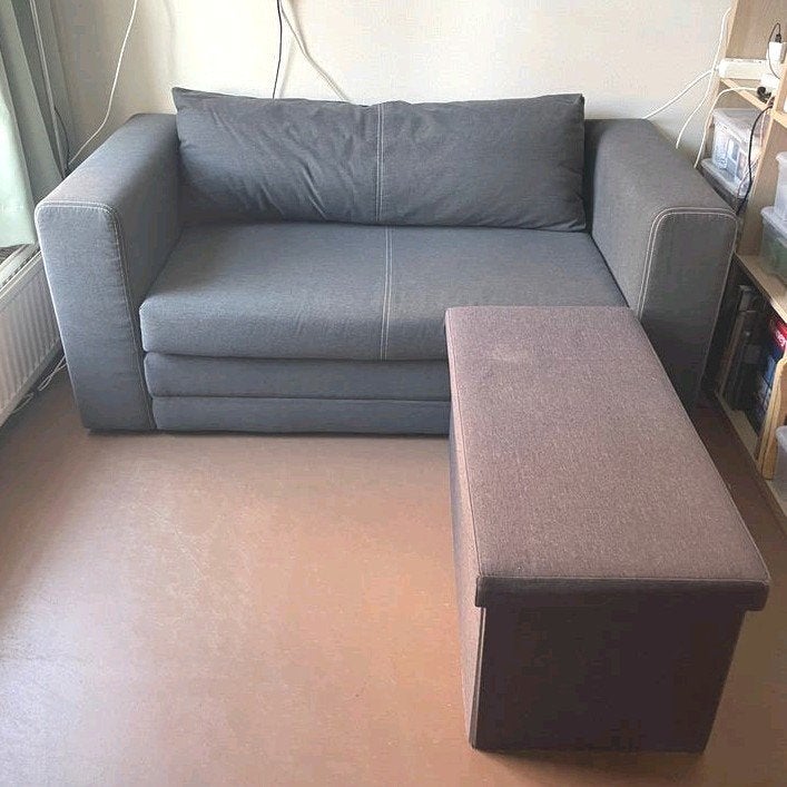 IKEA Askeby slaapbank met Livarno opbergpoef, Ophalen, Gebruikt, Eenpersoons, Overige maten