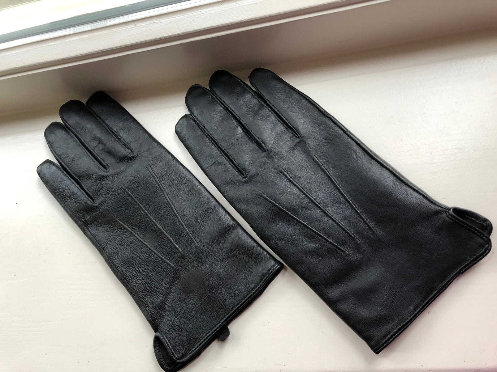 Paar leren (dames)handschoenen (L), Maat 42/44 (L), Ophalen of Verzenden, Zo goed als nieuw, Handschoenen