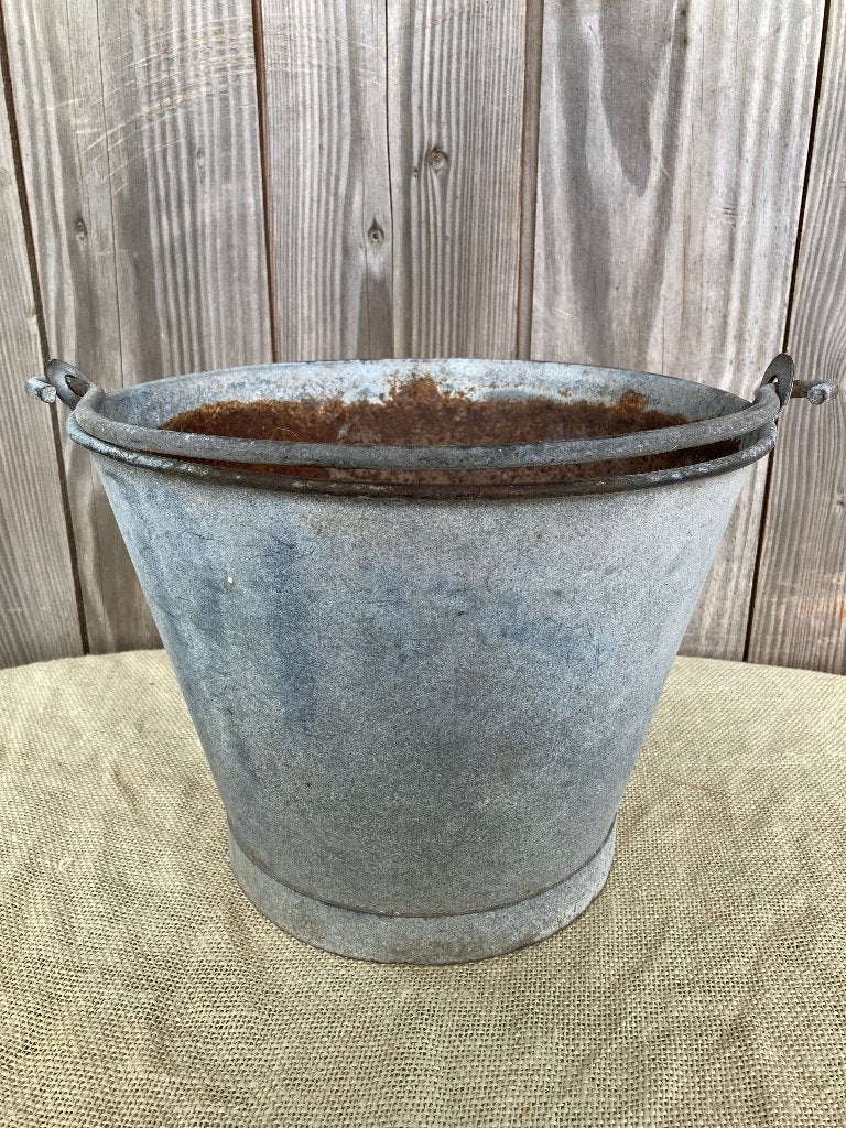 Prachtige Oude Zinken Emmer / Plantenbak nr. 4 van 4, Gebruikt, Minder dan 30 cm, Minder dan 60 cm, Rond