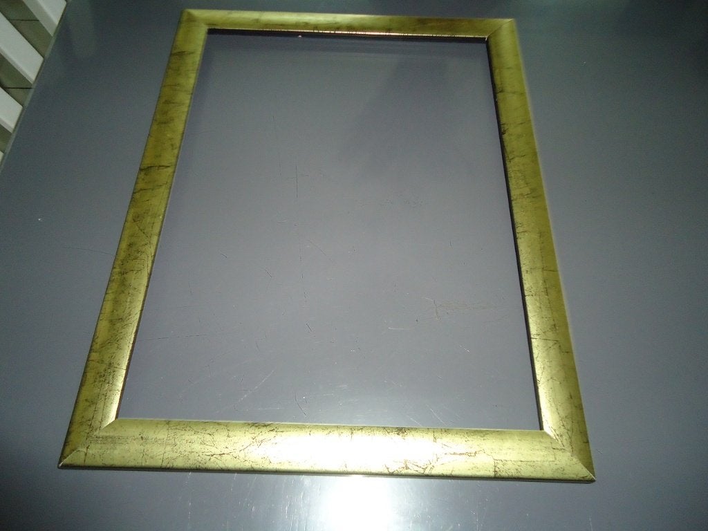 schilderijlijst 45 x 35 goudkleurig , gevlamd, Overige materialen, Gebruikt, Schilderijlijst, Ophalen of Verzenden