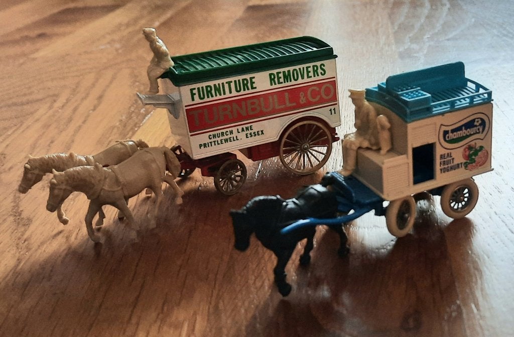 Setje: melkwagen met paard + verhuiswagen met paarden, Ophalen of Verzenden, Nieuw, Auto