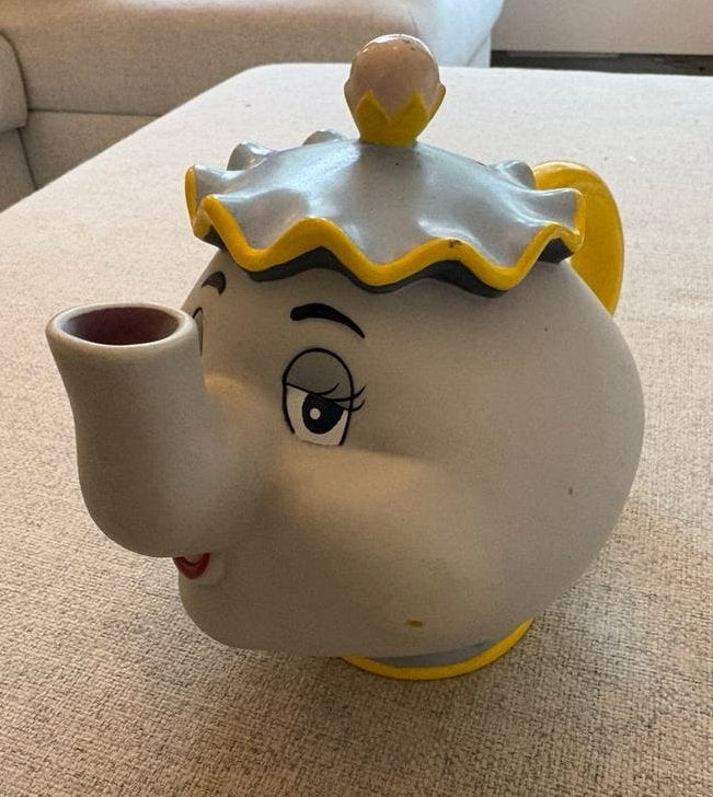 Disney spaarpot: theepot Beauty and de beast, Ophalen of Verzenden, Gebruikt, Kunststof, Object of Gebouw