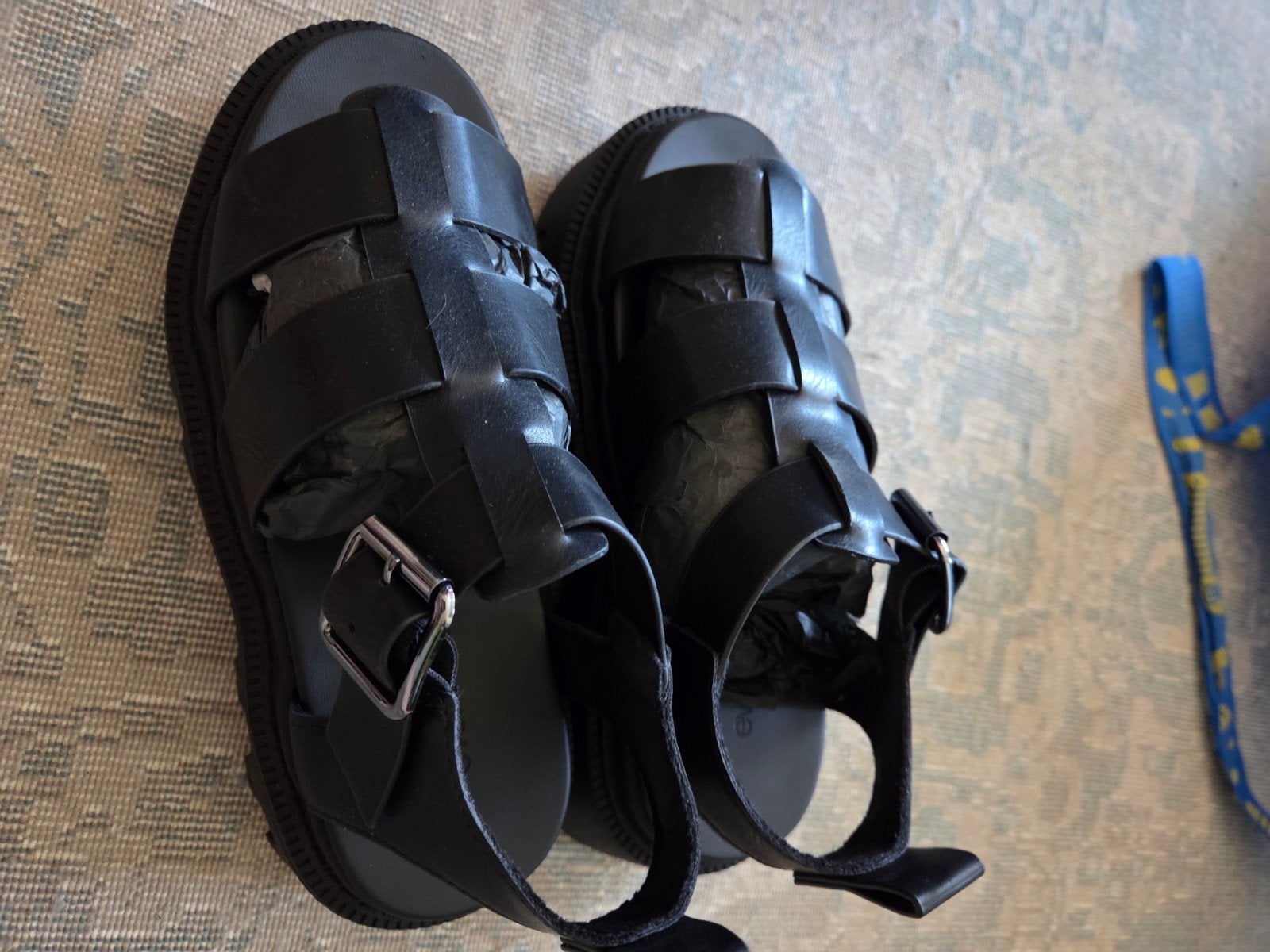 Stoere zwarte sandalen mt 36 dames, Zwart, Gedragen, Sandalen of Muiltjes, Ophalen of Verzenden