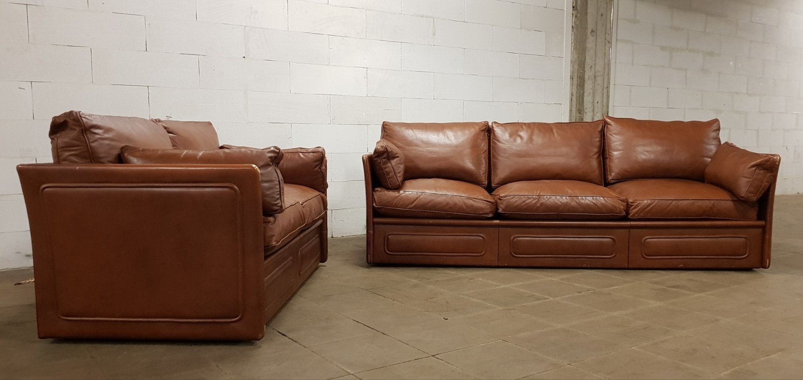Leren Roche Bobois 2-zits en 3-zits banken # bankstel, Ophalen of Verzenden