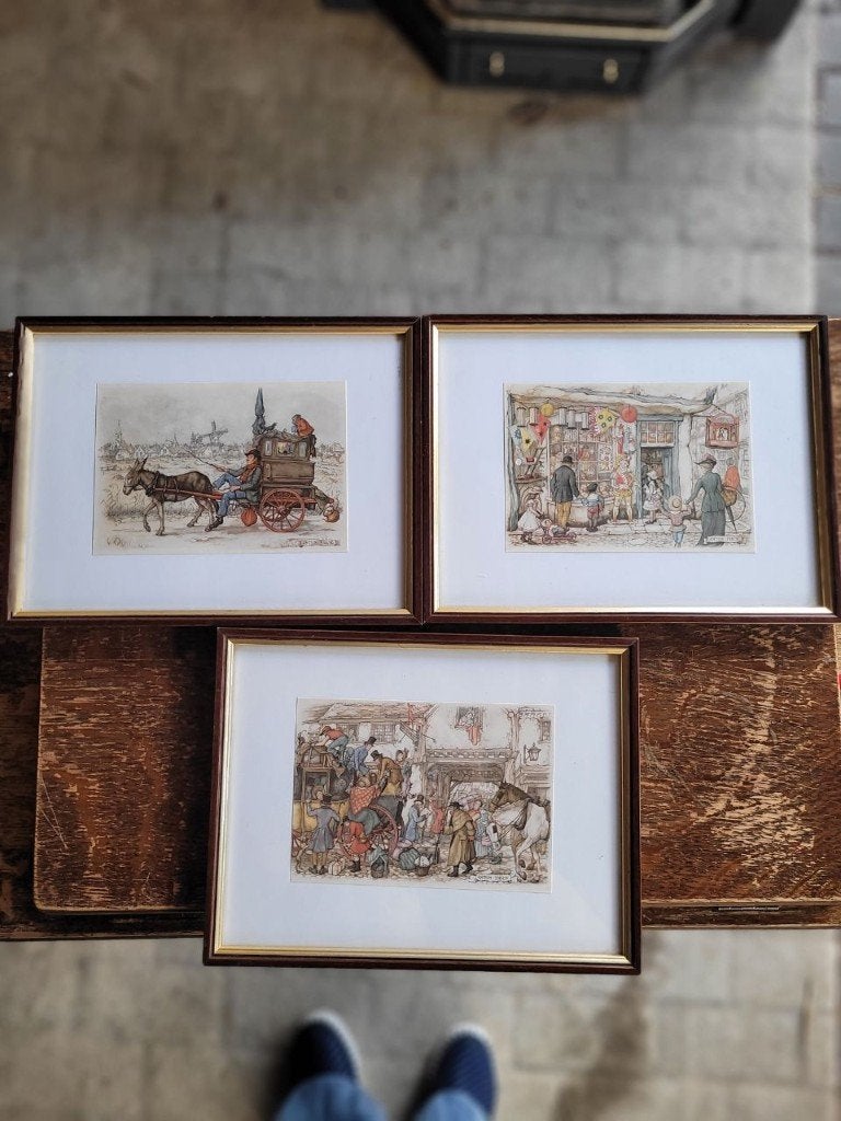 3X anton piek schilderijtjes 26X20 cm, Ophalen of Verzenden, Minder dan 50 cm, Schilderij, 5 – 50