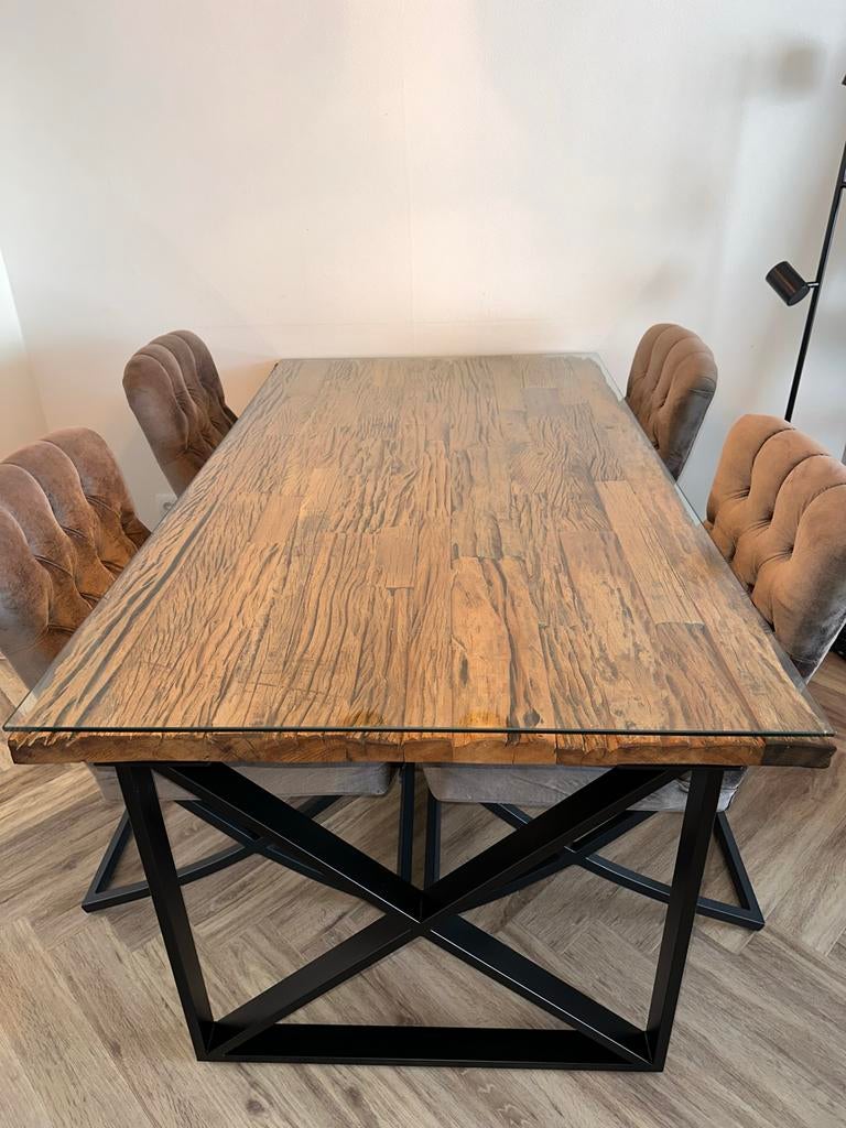 Eettafel met 4 eetstoelen - Modern design, Huis en Inrichting, Tafels | Eettafels, Zo goed als nieuw, 50 tot 100 cm, 150 tot 200 cm