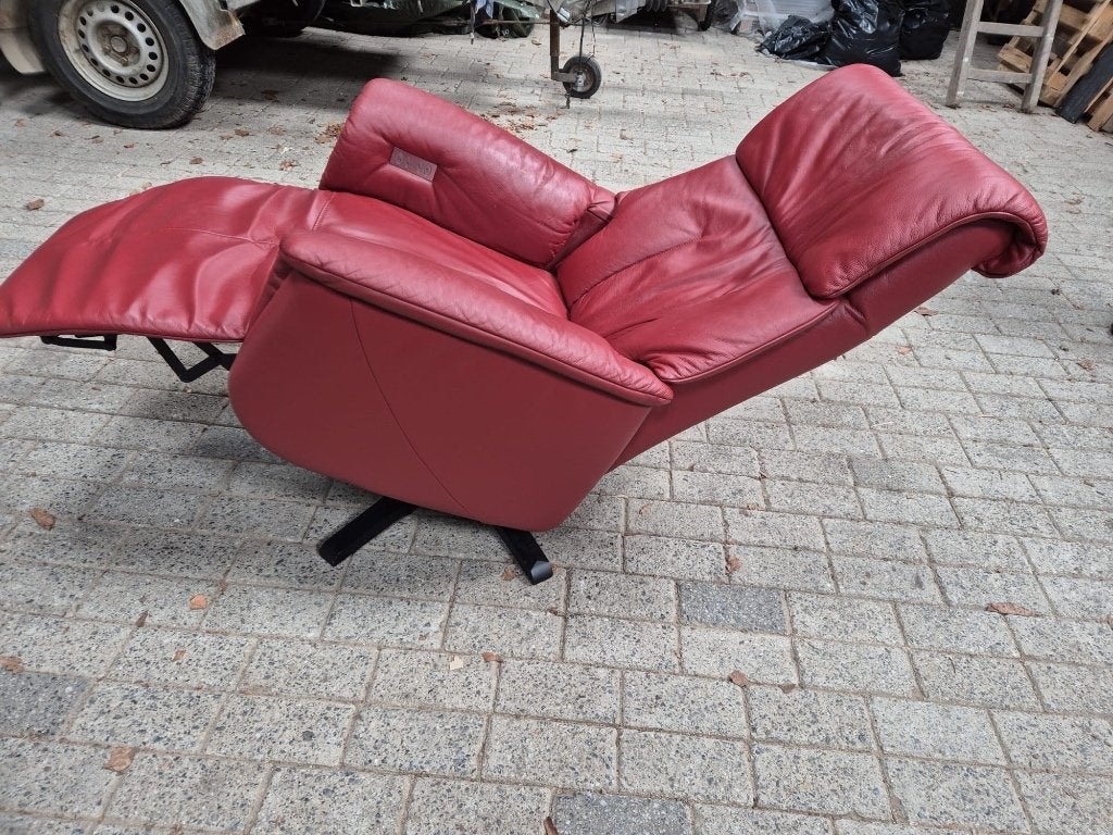 Leren Prominent relaxfauteuil Göteborg bordeaux rood, Huis en Inrichting, Fauteuils, Ophalen, Gebruikt, 50 tot 75 cm, Leer