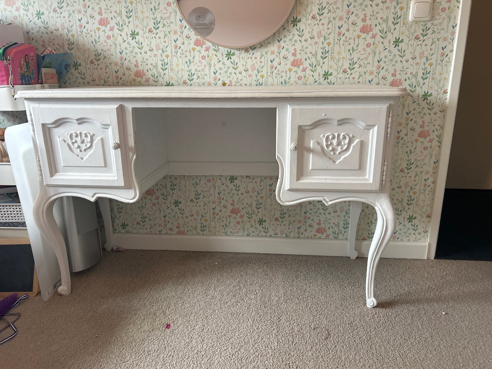 Retro Queen Ann bureautje - 125x44x77cm kinderbureau, Ophalen, Gebruikt, Hout, Vintage