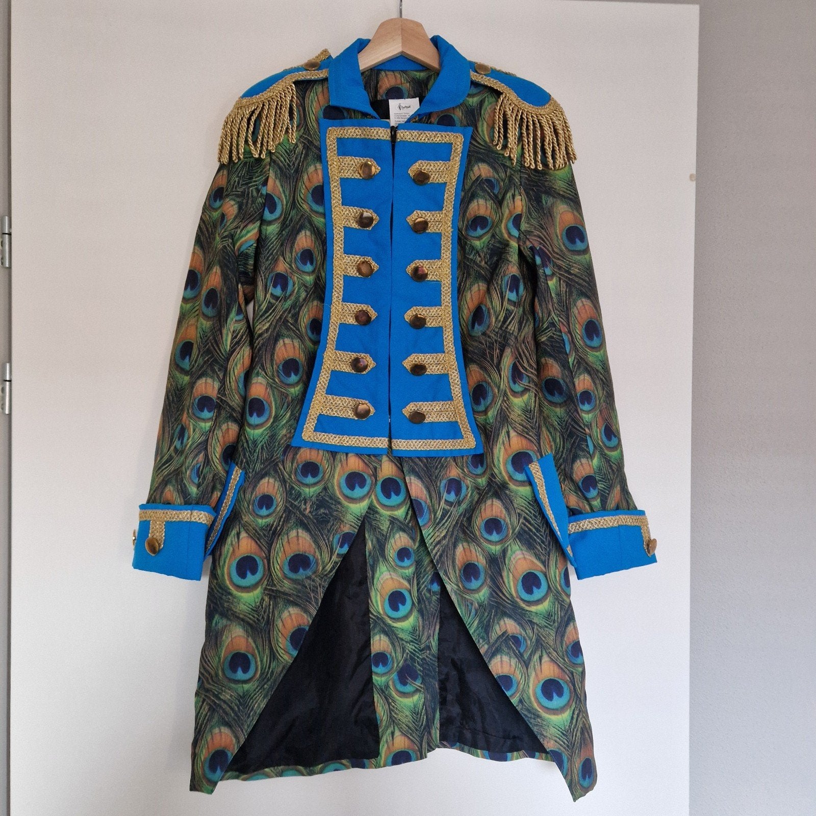 Opvallende jas met pauwenprint en rits, maat 36, Carnaval, Rubies, Ophalen of Verzenden, Zo goed als nieuw