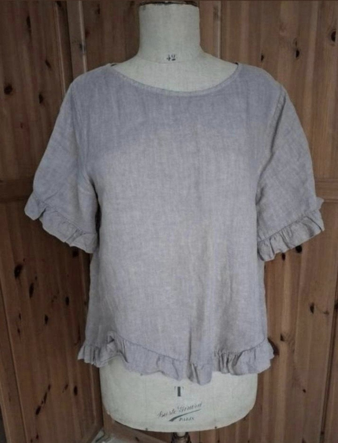 One size Linnen romantische blouse one dize, Ophalen of Verzenden, Zo goed als nieuw, Maat 38/40 (M), Beige